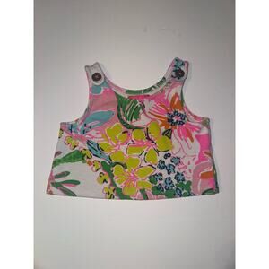 Lilly Pulitzer Girls XS 4/5 Floral Rash Guard Swim Top Bright